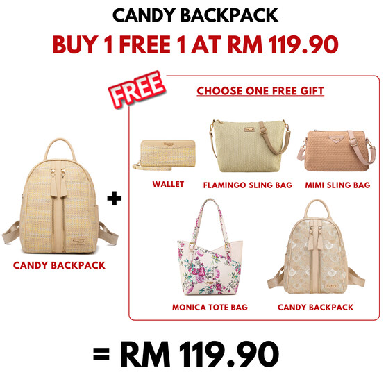 CANDY BACKPACK - RATTAN BW, BEIGE